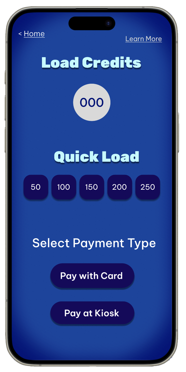 mockup of the prototype on its page for loading credits